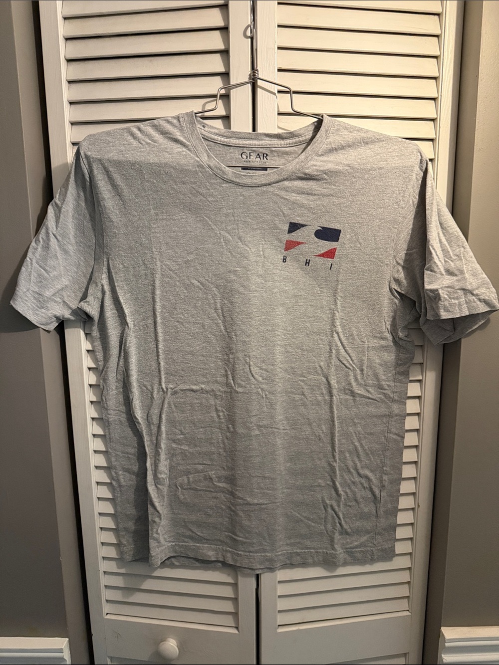 Gear For Sports Light Gray Short-Sleeve Crewneck Tee with Small Navy & Red Logo